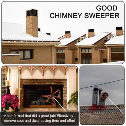Aluminum Chimney Power Brush, Rotary Sweep Chimney Power Brush for Cleaning Replacement Kit, Chimney Brush Kit Driven by Drill for Sweeping Fireplace Orange (Orange)