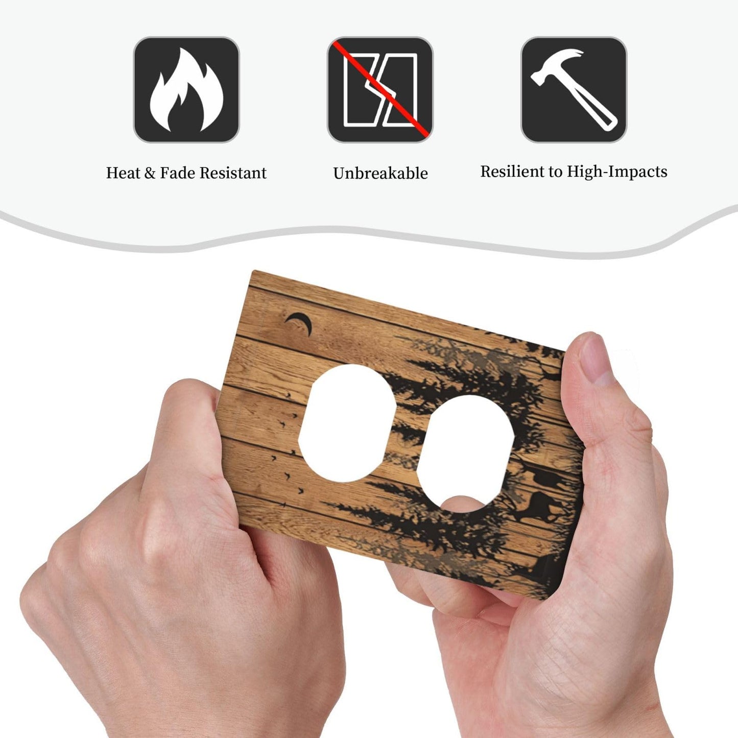 LWDZLHD Rustic Forest Deer Pine Tree Brown Wood Outlet Covers Light Switch Cover Decorative Farmhouse Country Wall Plate Electrical Faceplate for Bathroom Kitchen Bedroom Decor 5 x 3