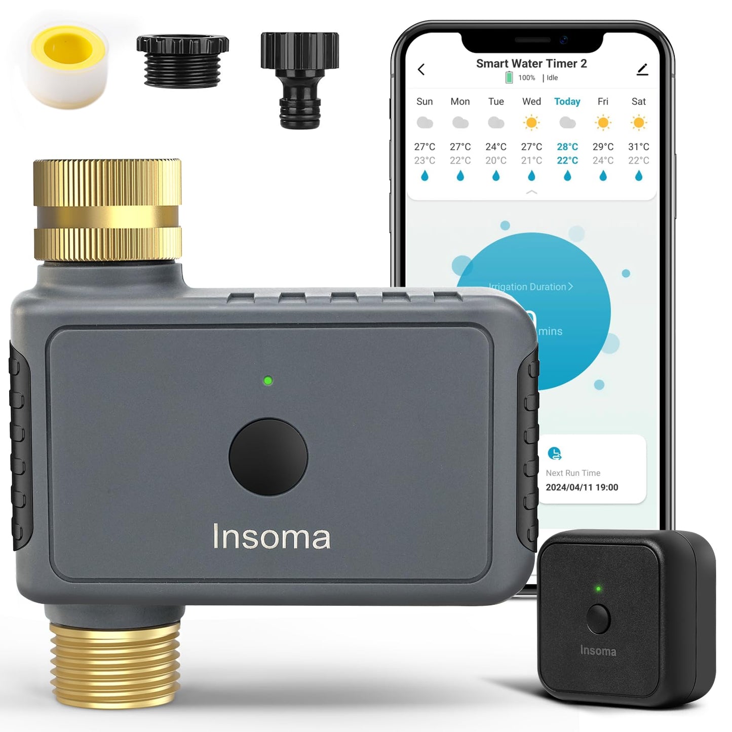 Insoma WiFi Hose Timer - Brass Inlet & Outlet, Voice/App Control Sprinkler Timers with Rain Delay/Manual/Auto Mode, Smart Water Timer for Garden/Lawn/Yard Work with Alexa & Google Home, Energy Saving