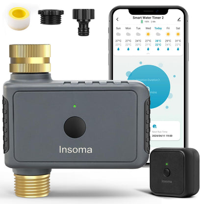 Insoma WiFi Hose Timer - Brass Inlet & Outlet, Voice/App Control Sprinkler Timers with Rain Delay/Manual/Auto Mode, Smart Water Timer for Garden/Lawn/Yard Work with Alexa & Google Home, Energy Saving