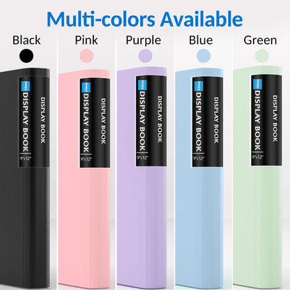 Sooez Art Portfolio 9"x12", 72 Pockets Large Portfolio Folder Display 144 Pages, Heavy Duty Binder with Plastic Sleeves&Elastic Band, Presentation Book with Clear Sheet Protector for Artwork Organizer