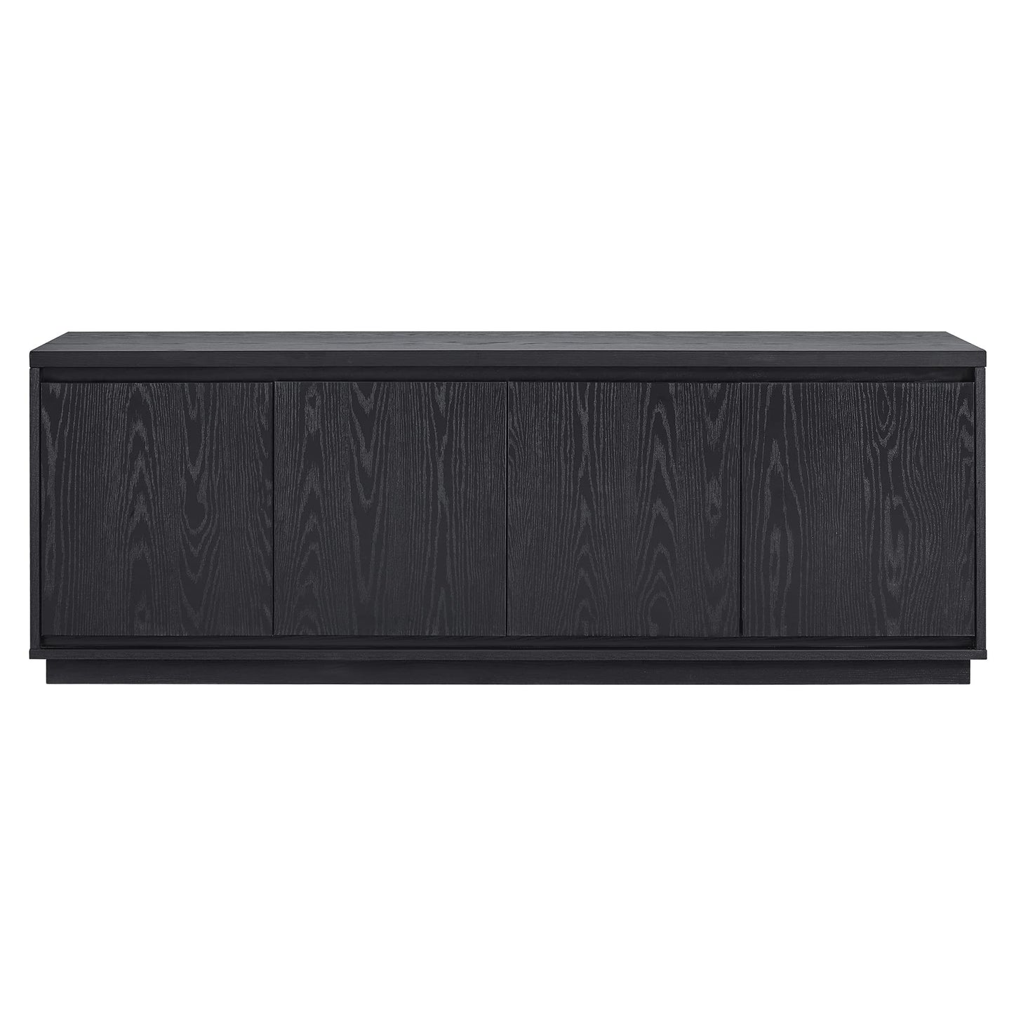 Henn&Hart TV Stand for TVs up to 75" with 2 Concealed Storage Cabinets and Adjustable Shelves for Living Room, Family Room, or Office, Natural Black
