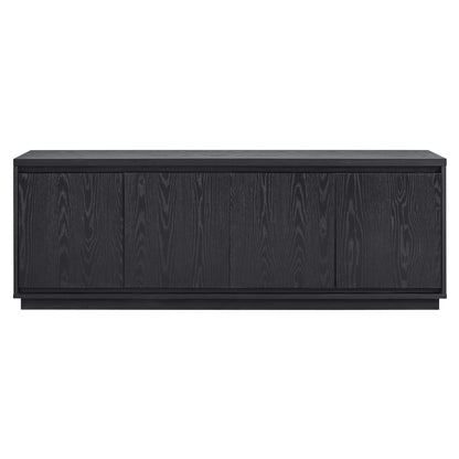 Henn&Hart TV Stand for TVs up to 75" with 2 Concealed Storage Cabinets and Adjustable Shelves for Living Room, Family Room, or Office, Natural Black