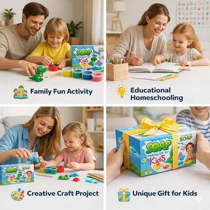 ZenseMe Soap Making Kit for Kids – DIY Soap Making Kit with Dinosaur Soap Moulds (3 Cute Dinosaurs) | Soap Making Supplies for Creative Play & Hygiene - DIY Kits for Kids with Mobile App