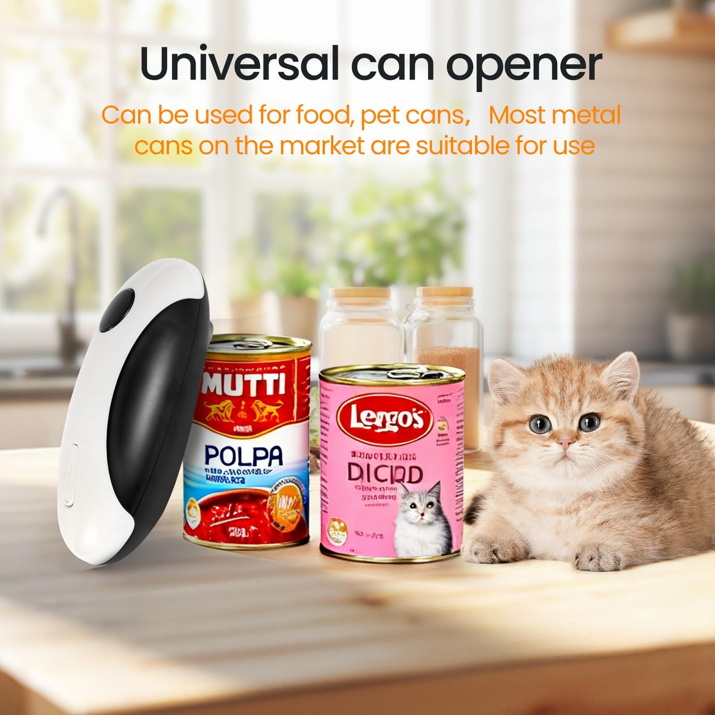 Rechargeable Electric Can Opener, Hands Free for seniors，Food Safe Automatic Can Opener with Smooth Edge,Easy to Use,Works with All Standard Cans