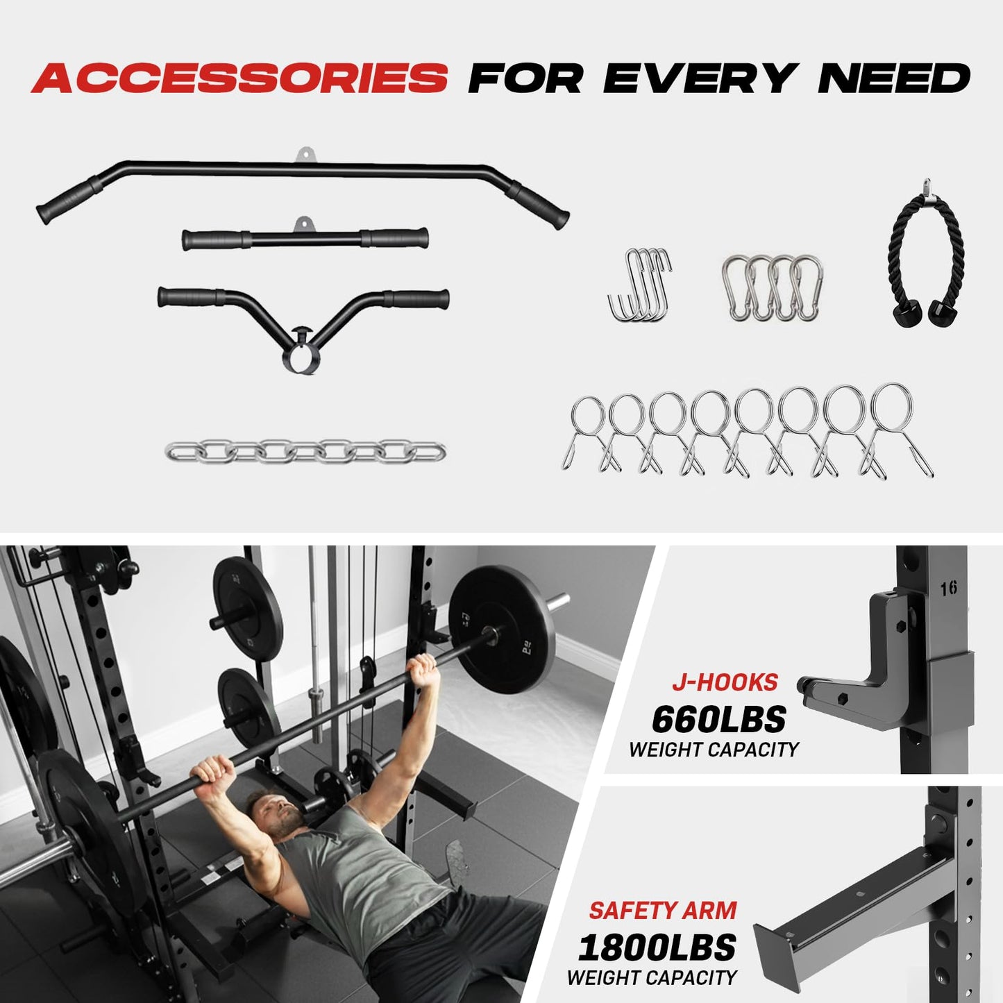 Roygym 2000LBS Power Cage, Power Rack with Cable Crossover System, All-in-One Squat Rack with Dual Independent Pulley System for Home Gym, Black