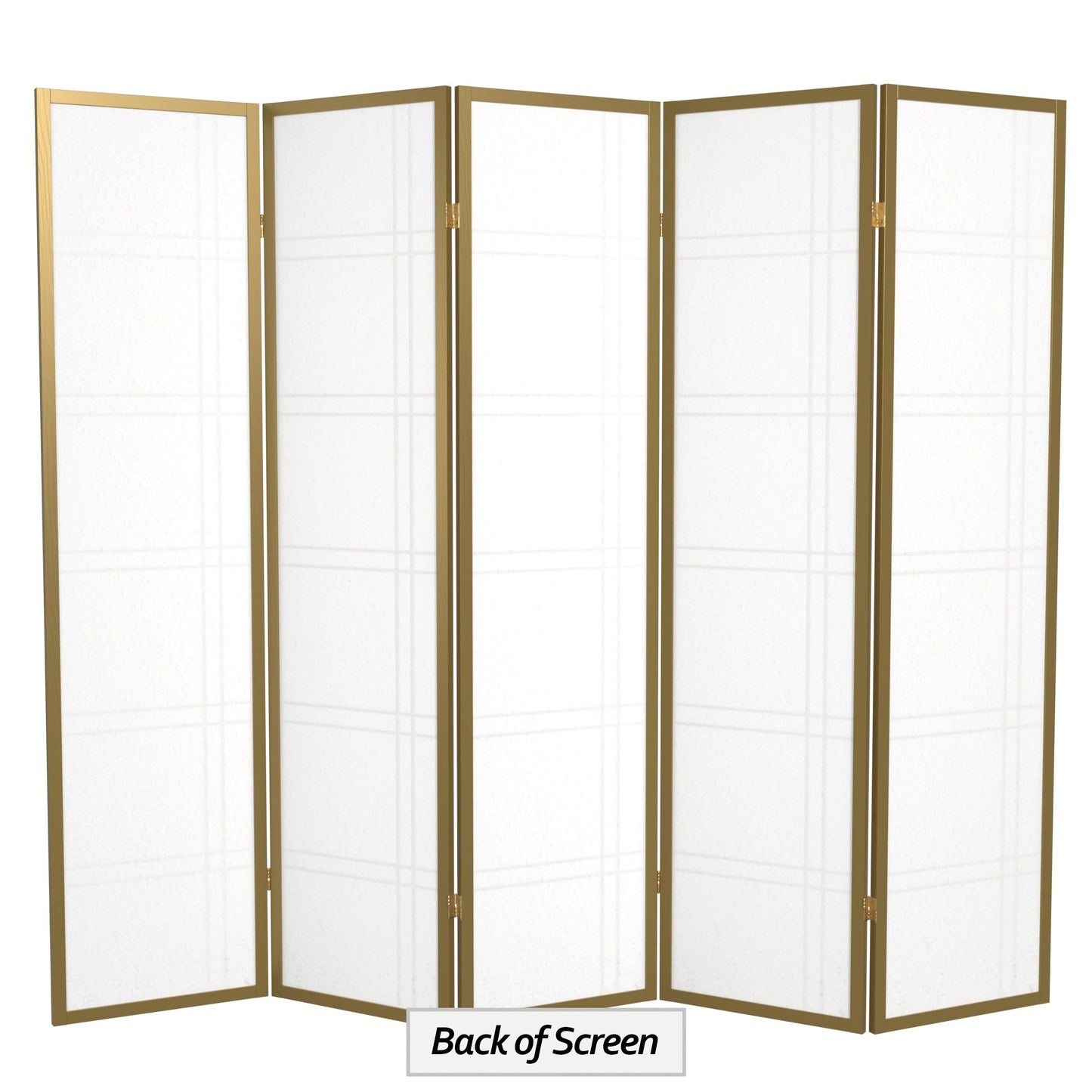 Red Lantern 6 ft. Tall Double Cross Shoji Screen - Gold - 5 Panels