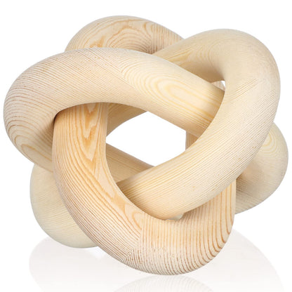 Yalikop 3 Link Wood Knot Decor Rustic Home Décor Accents Hand Carved Coffee Table Decoration, Boho Chain Link Decoration, Modern Shelf, Rustic Objects for Home Living Room Bedroom(Natural)