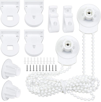 SelfTek 2 Set 25mm Roller Blind Fittings Plastic Brackets with Beaded Chain Replacement Repair Kit