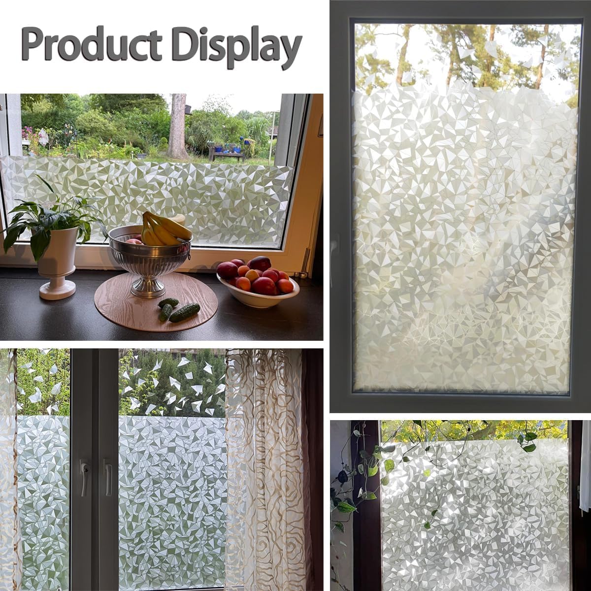 Bloss Privacy Window Film, 3D Diamond Decorative Cling for Home Office Privacy/Decoration, 35.4"x 78.7"