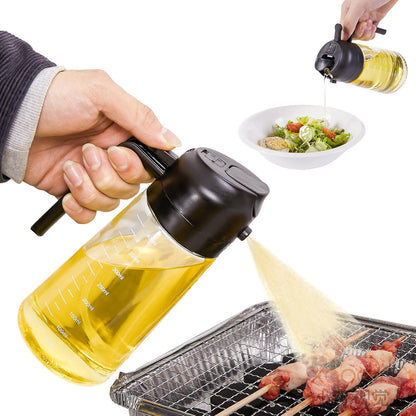 14oz Olive Oil Dispenser for Kitchen, 2 in 1 Glass Oil Sprayer and Dispenser, 420ml for Cooking, Baking, Salad, BBQ