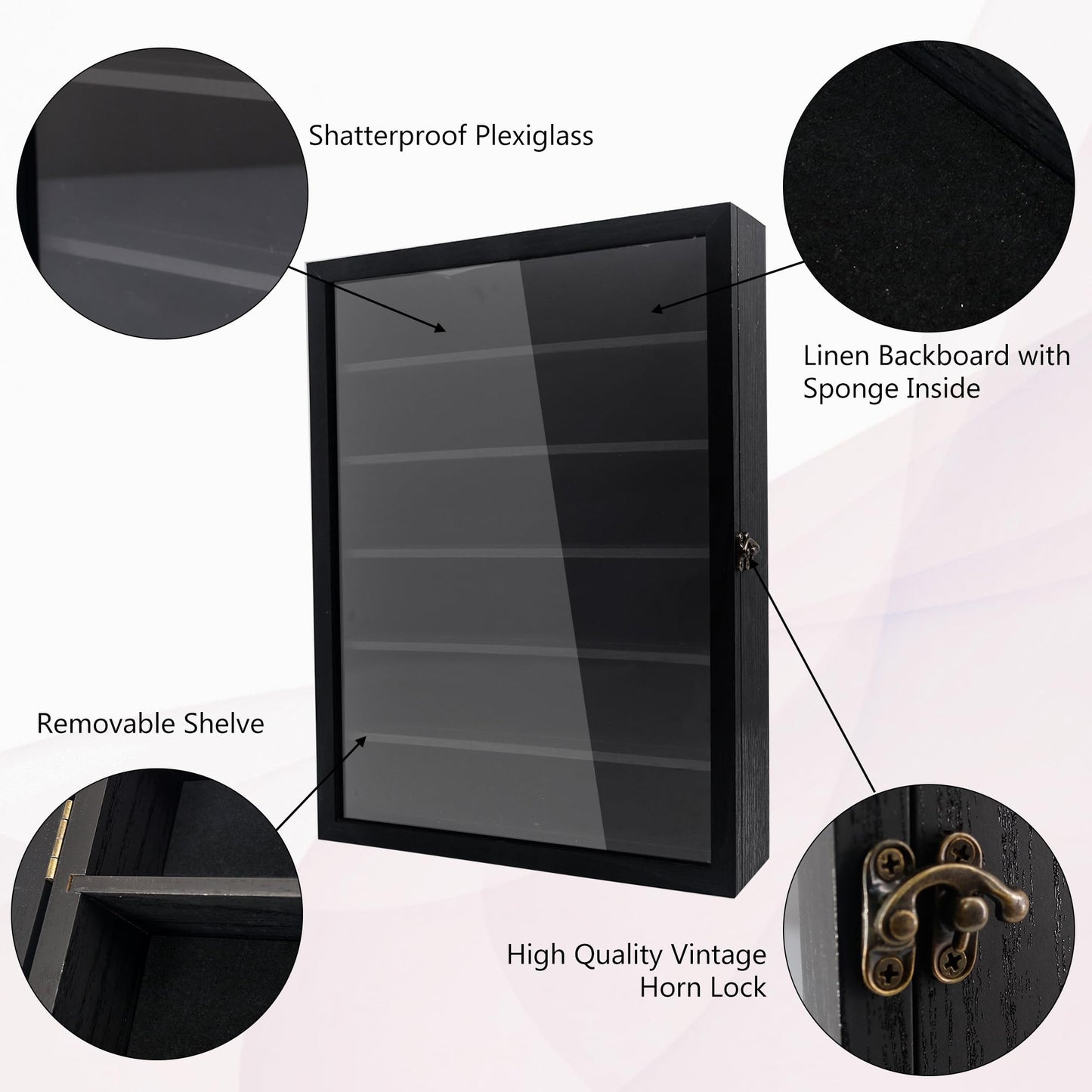 Hodeframe Shadow Box Frame with Removable Shelves, Black 12x16 Deep Memory Box Display Case for Keepsake Collectibles, Coins Military Medals Pins Wedding Flowers