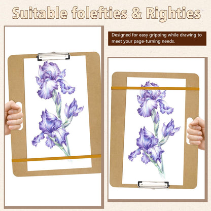 2PCS Wooden Sketching Boards, 13×17in Portable Art Painting Clipboards with Stainless Steel Clips and Elastic Straps, Drawing Supplies for Outdoor Sketching and Studio Use