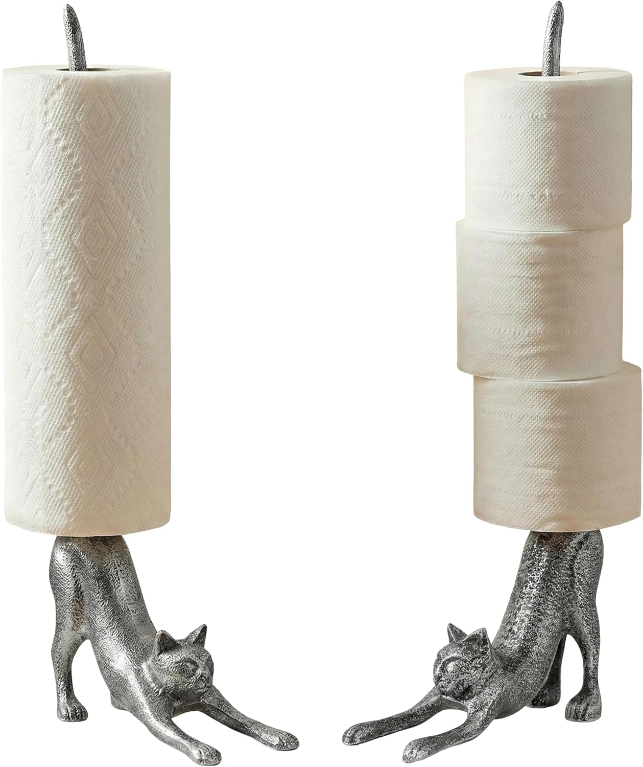 18.5" Comfify Yoga Cat Decorative Paper Towel Holder or Toilet Paper Holder - Adorable Downward Dog Pose Kitty- Cast