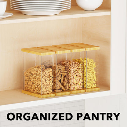SpaceAid Bamboo Food Storage Container - Airtight Cereal Containers with Lids, Kitchen Cereal Canisters Pantry Organizers and Storage for Rice, Flour, Coffee, Snack, Small 1 Pack