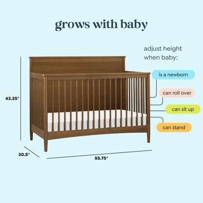 Davinci Frem 4-in-1 Convertible Crib in Walnut, GREENGUARD Gold Certified
