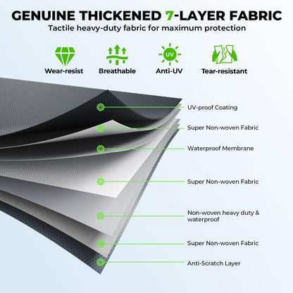 Fonzier RV Cover 15-18ft: Extra Thick 7 Layers Travel Trailer Cover with 4 Tire Covers, Waterproof Camper Cover, Extra Windproof Ropes, Gutter Cover, Rip-Stop Anti-UV