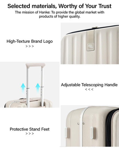 Hanke 26 Inch Large Luggage Suitcase Top Opening Aluminum Frame Travel Luggage Hard Shell Suitcases with Wheels for Woman Men.(Ivory white)