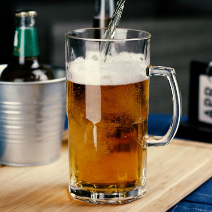 BaveL Style Extra Large Beer Mug, 34 Ounce Glass Mug with Handle, One Liter German Beer Stein