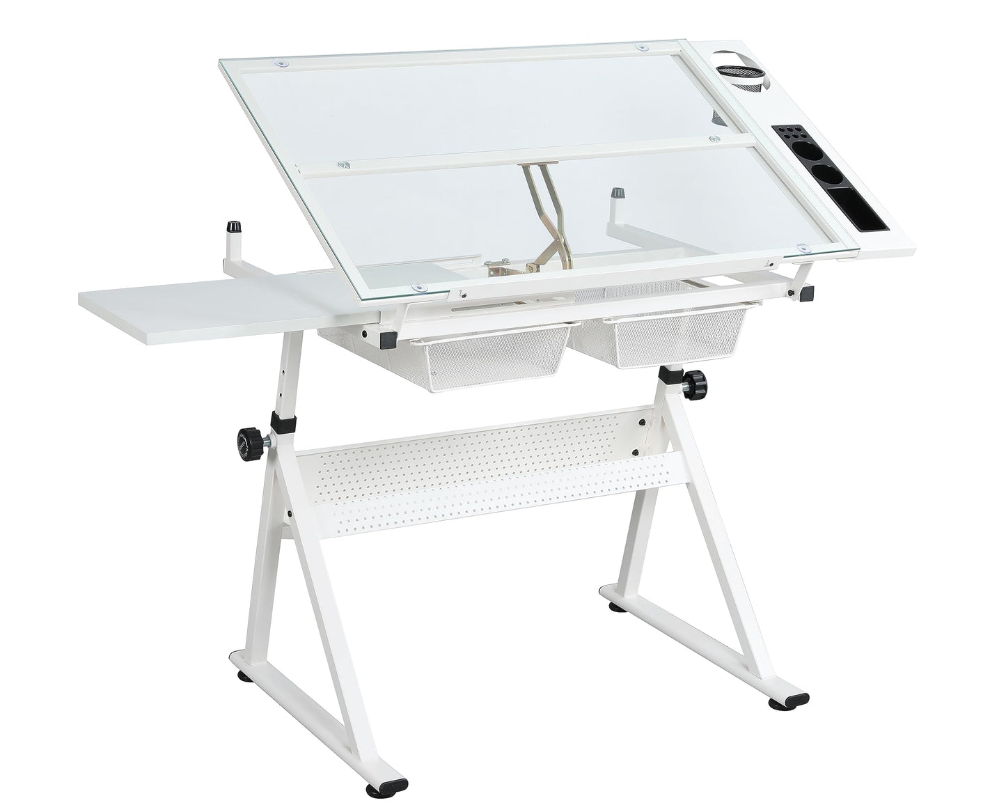 White Drafting Table & Stool Set, Height Adjustable Artist Stool and Craft Table, Drawing Desk, for Writing, Artwork, Artists Studio, Drafting Table & Stool Set, Artist Drafting Chair and Craft Table