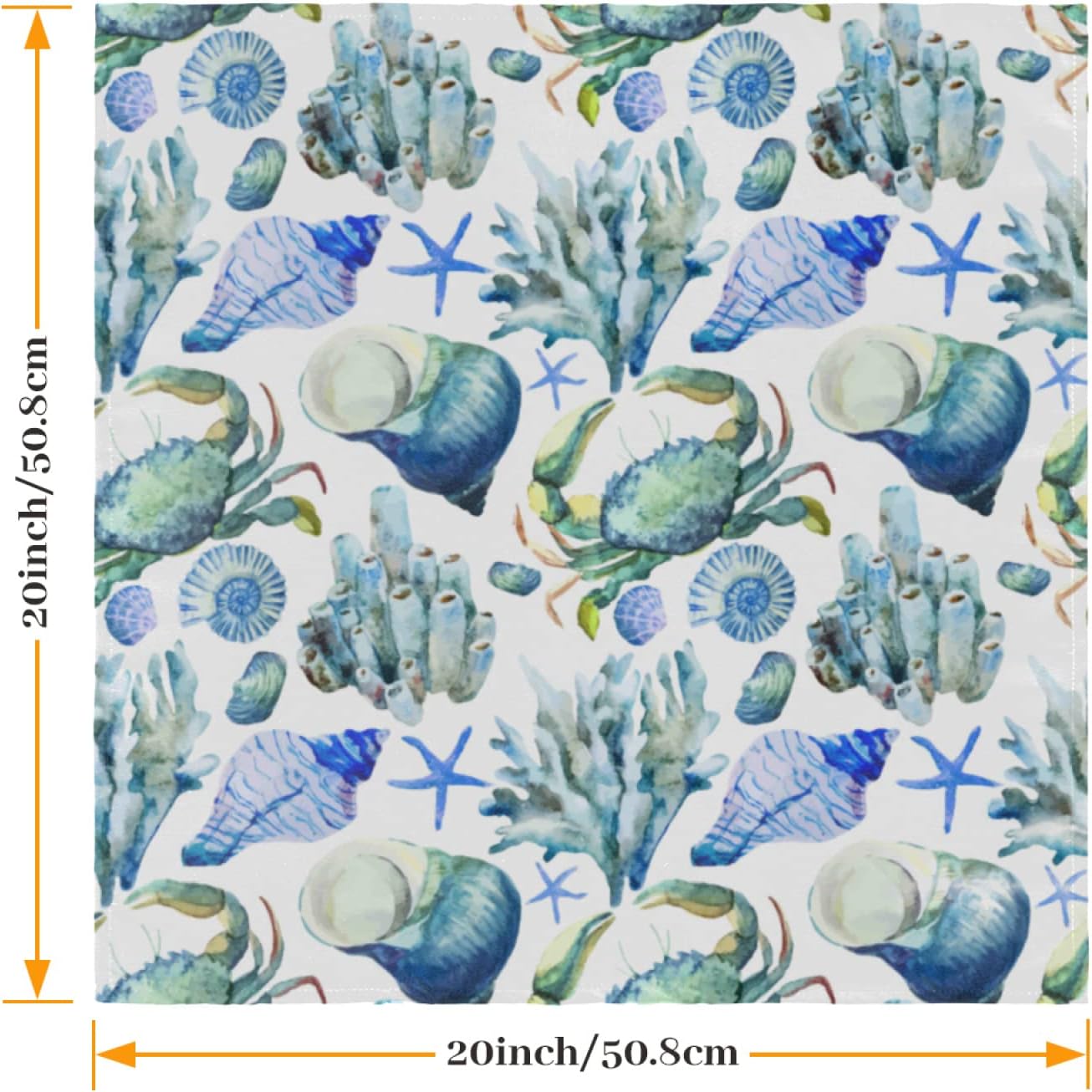 Set of 6 Ocean Animal Cloth Napkins, 20x20 Inch, Reusable Washable Dinner Napkins for Holiday Party Restaurant Banquet