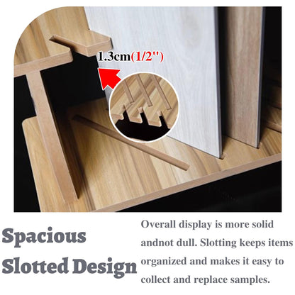 Wooden Tile Display Rack - 10/18 Tier Porcelain Sample Stand, 31" x 45" Organizer for Marble Slabs, Durable Retail Shelf for Building Materials, Perfect for Showrooms and Stores