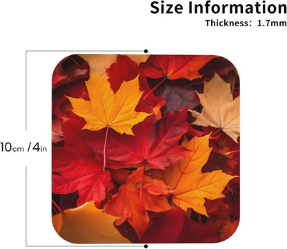 Nameapo Set 6 Autumn Fall Leaves Coasters for Drinks Leather Coasters of for Coffee Table for Housewarming Kitchen Bar