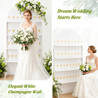 Sicrifety 5.9 ft 4-Tier Champagne Wall Holder, Wedding Arch Backdrop Stand with Shelves,Party Display Arch for Ceremony Baby Shower Birthday Bridal Party Event Decoration