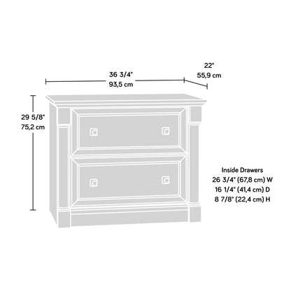 Sauder Palladia 2 Drawer File Cabinet, Lateral Filing Cabinets for Home Office, Hanging File Folders Organizer, Interlocking Drawers, in Vintage Oak Finish