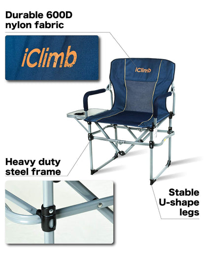 iClimb 1 Light Folding Table and 1 Heavy Duty Compact Folding Chair Bundle for Adults Outdoor Camping Beach Concert