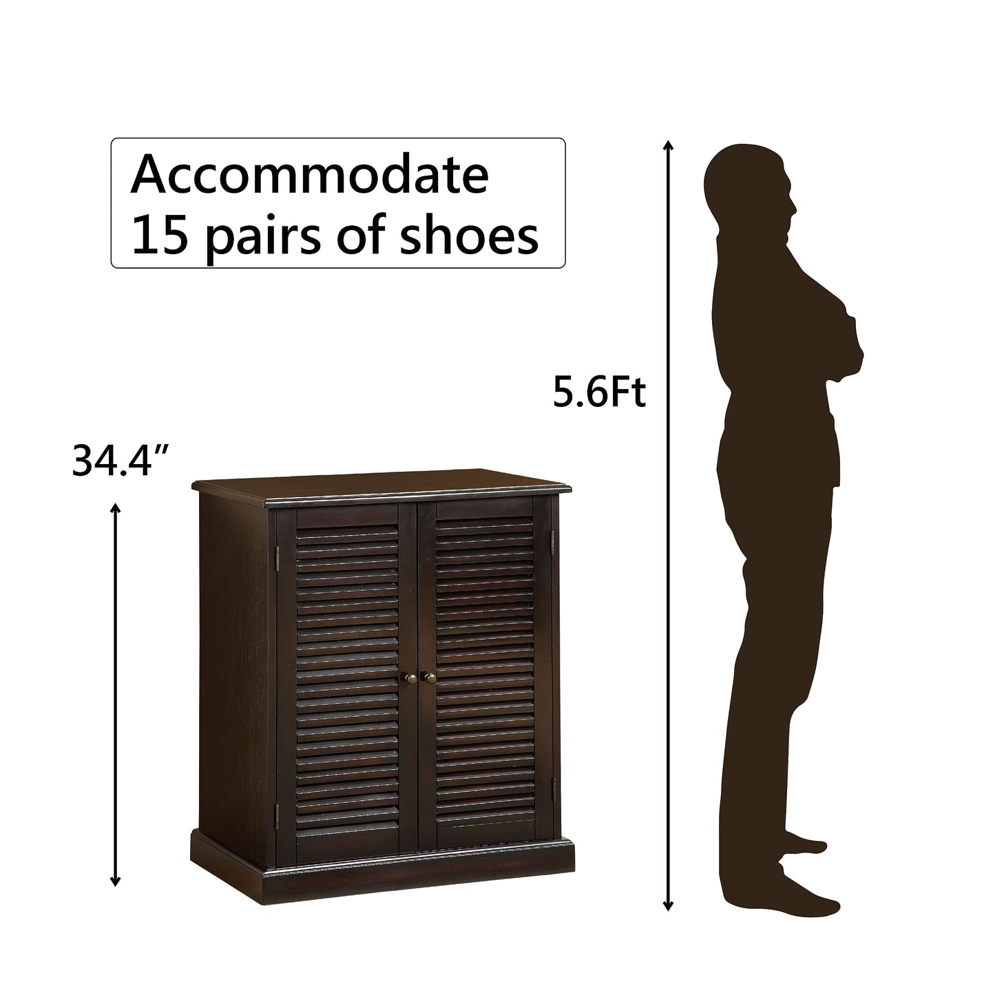 Furniture of America Laires 5-Shelf Enclosed Shoe Cabinet, Espresso