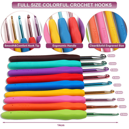 Aeelike Crochet Kit Multi Size Crochet Hooks Set 0.6mm-6mm, Full Crochet Kit for Beginners Adults, Crochet Hooks Set with Case Accessories - Crochet Gift for Mother & Grandmother (Purple Flower)