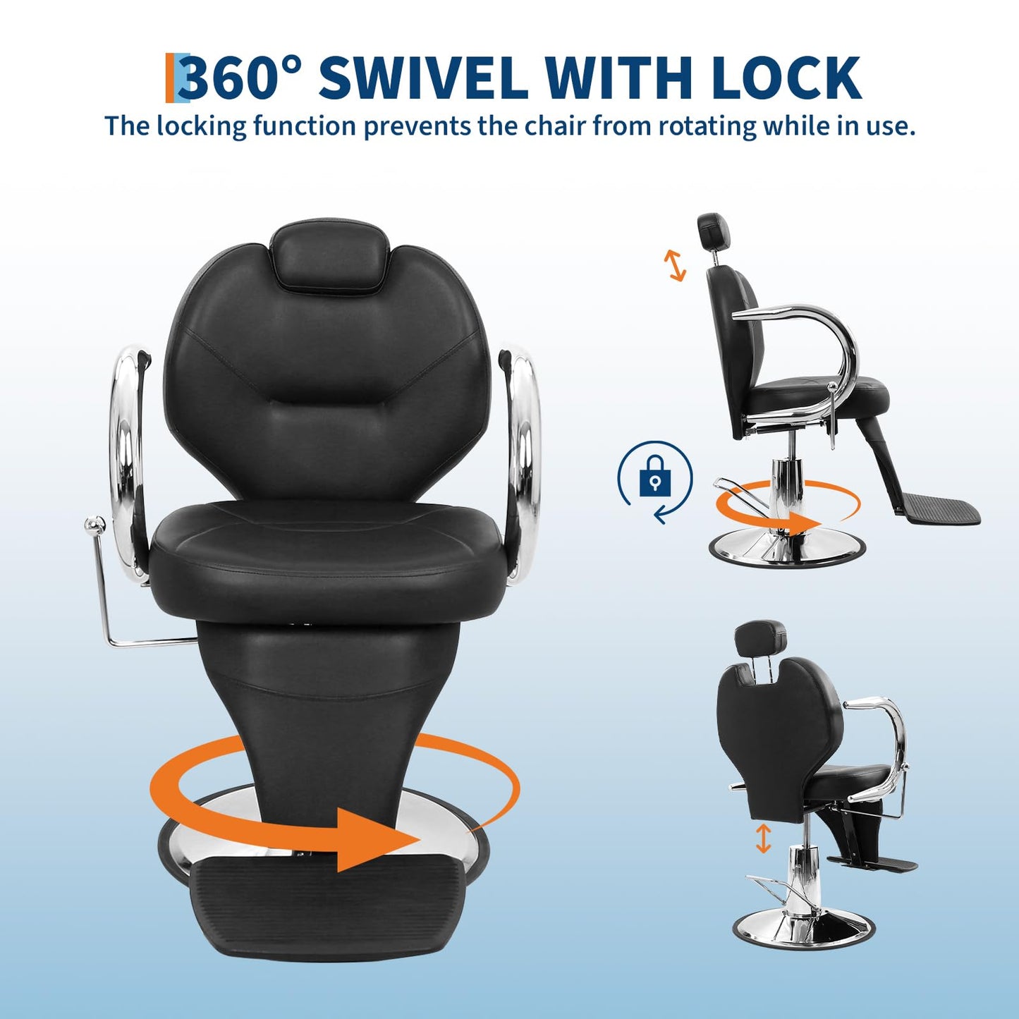 MERXENG Hydraulic Salon Styling Chair, 360° Swivel Recliner Barber Chair with PU Leather Seat, Adjustable Height & Backrest for Hair Salon, Spa, Tattoo, Home Use