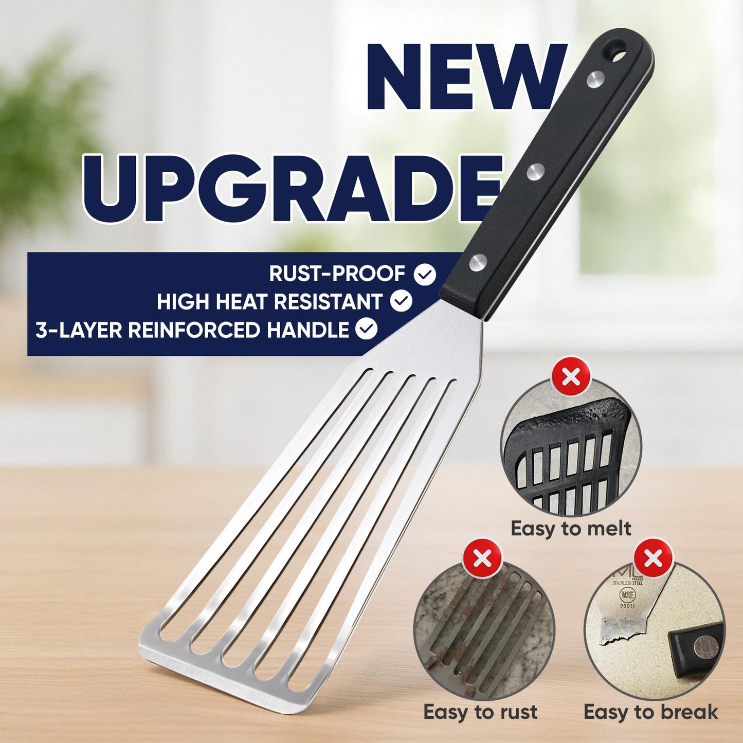 5 Pcs Newness Cooking Utensils Set, 304 Stainless Steel Kitchen Utensils Set, Metal Kitchen Accessories, Include Soup Ladle, Slotted Skimmer Spoon, Spaghetti Spoon and Spatula, Dishwasher Safe