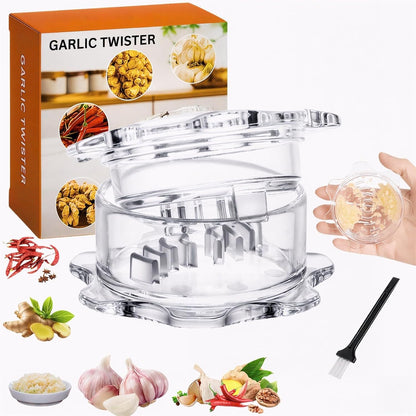 Generic Garlic Twister Kitchen Tool Manual Garlic Crusher & Ginger Grinder, Nut Chopper, Chili Pepper Mincer, Clear