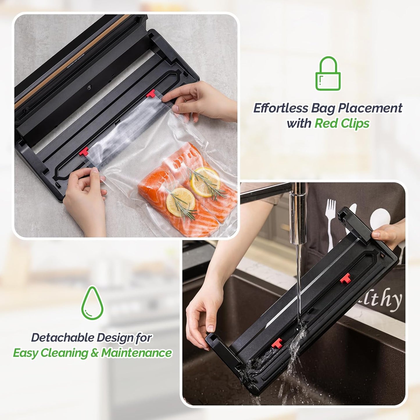 GERYON Vacuum Sealer Machine, Food Vacuum Sealer with Powerful Suction, Easy to Use, Starter Kits Included