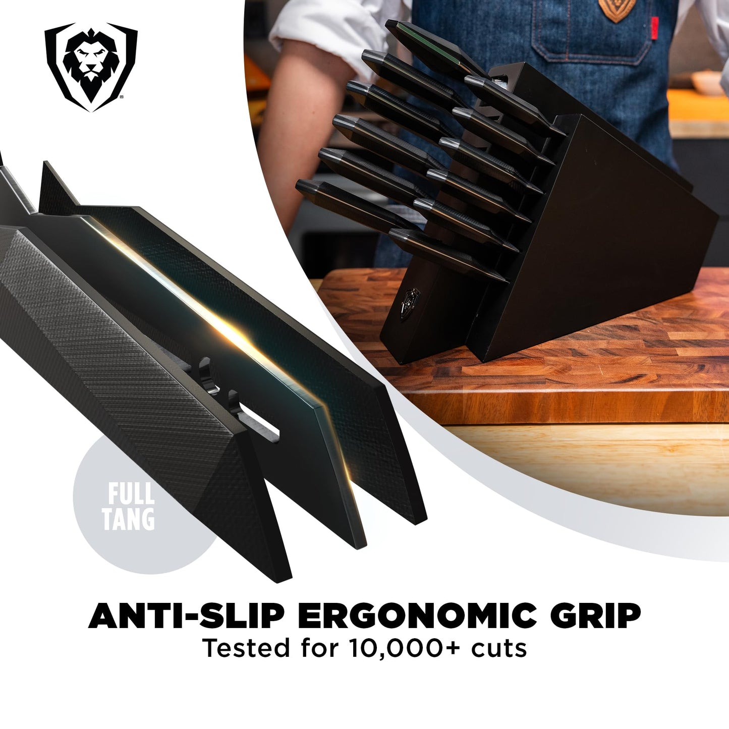 Dalstrong 12-Piece Knife Block Set — All-Black Titanium-Coated Blades, 15° Honbazuke Edge, Full-Tang G-10 Handles — Shadow Black Series For Modern Dark Kitchens & Statement Cooks — NSF Certified