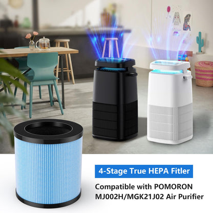 OFFICIAL MJ002H Replacement Filter for POMORON MJ002H/MGK21J02 Air Puri-fier, Compared to Part #MJ002H-RF, 2 Pack with Extra 10-Pieces Aroma pad