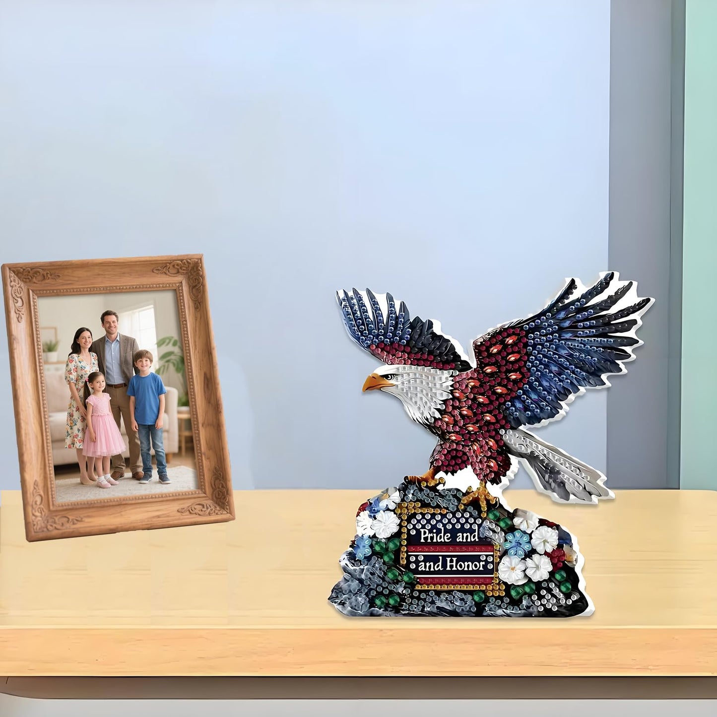 LIULIMI Diamond Painting Kits for Men & Adults-Eagle Tabletop Diamond Art Kits, 5d Diamond culpture Ornaments for Beginner, Gift for Men (7.48×6.88 in)