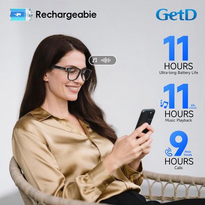 GetD AI Glasses for Men & Women, Smart Glasses Powered by ChatGPT, AI Real-time Translation with 145 Languages, 11H Music Play, Bluetooth Glasses with Photochromic Lens for Daily Use, Travel