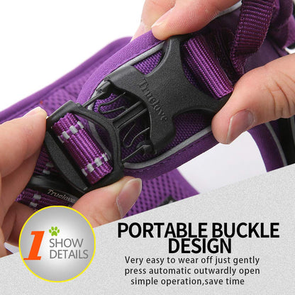 JUXZH Truelove Soft Front Dog Harness .Reflective No Pull Harness with Handle and 2 Leash Attachments