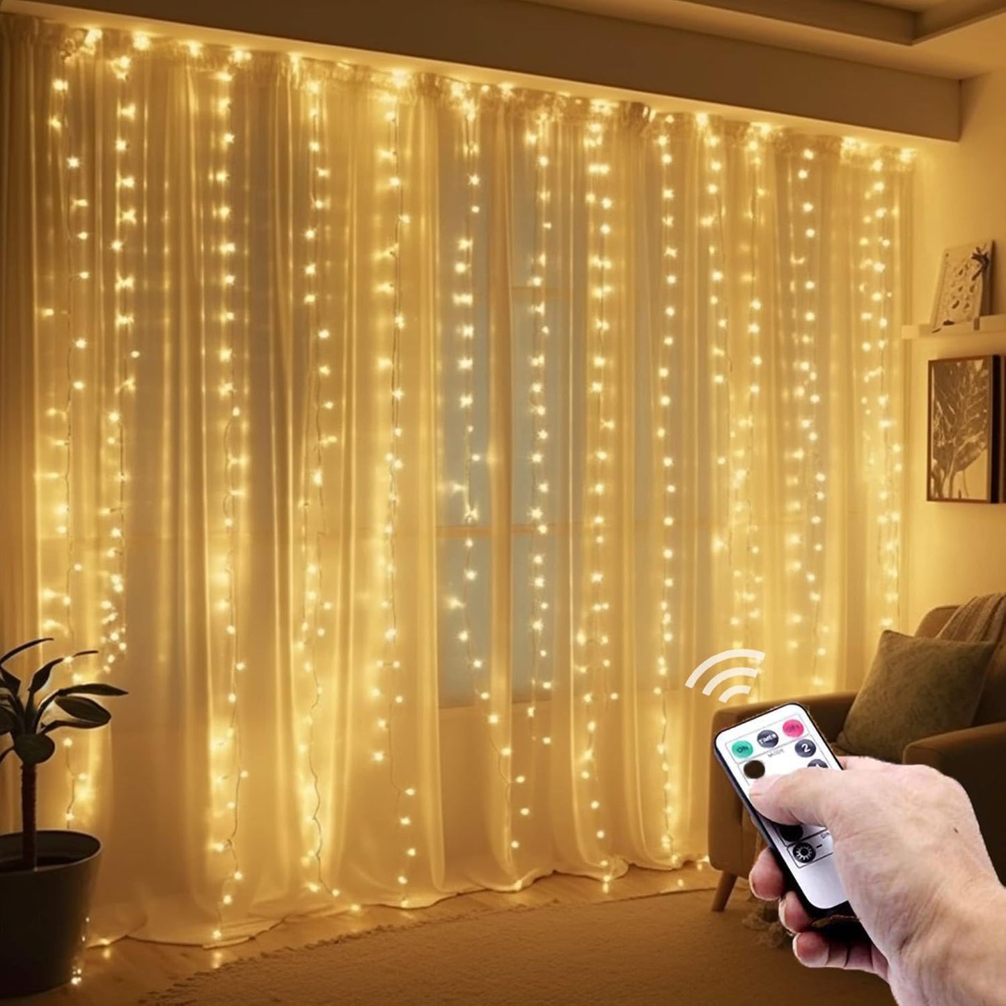 poripori 300 8 LED Curtain String Lights, Twinkle Fairy Lights for Bedroom with Lighting Modes, USB Christmas Lights