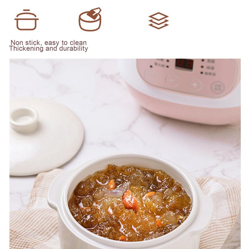 Mini Ceramic Stew Cooker With 1l Capacity And Antidry Burn Function, Electric Slow Cookers For Small Kitchen, Electric Stewing Pan Appointment Timing Sputum Stewed Automatic Boiled Porridge