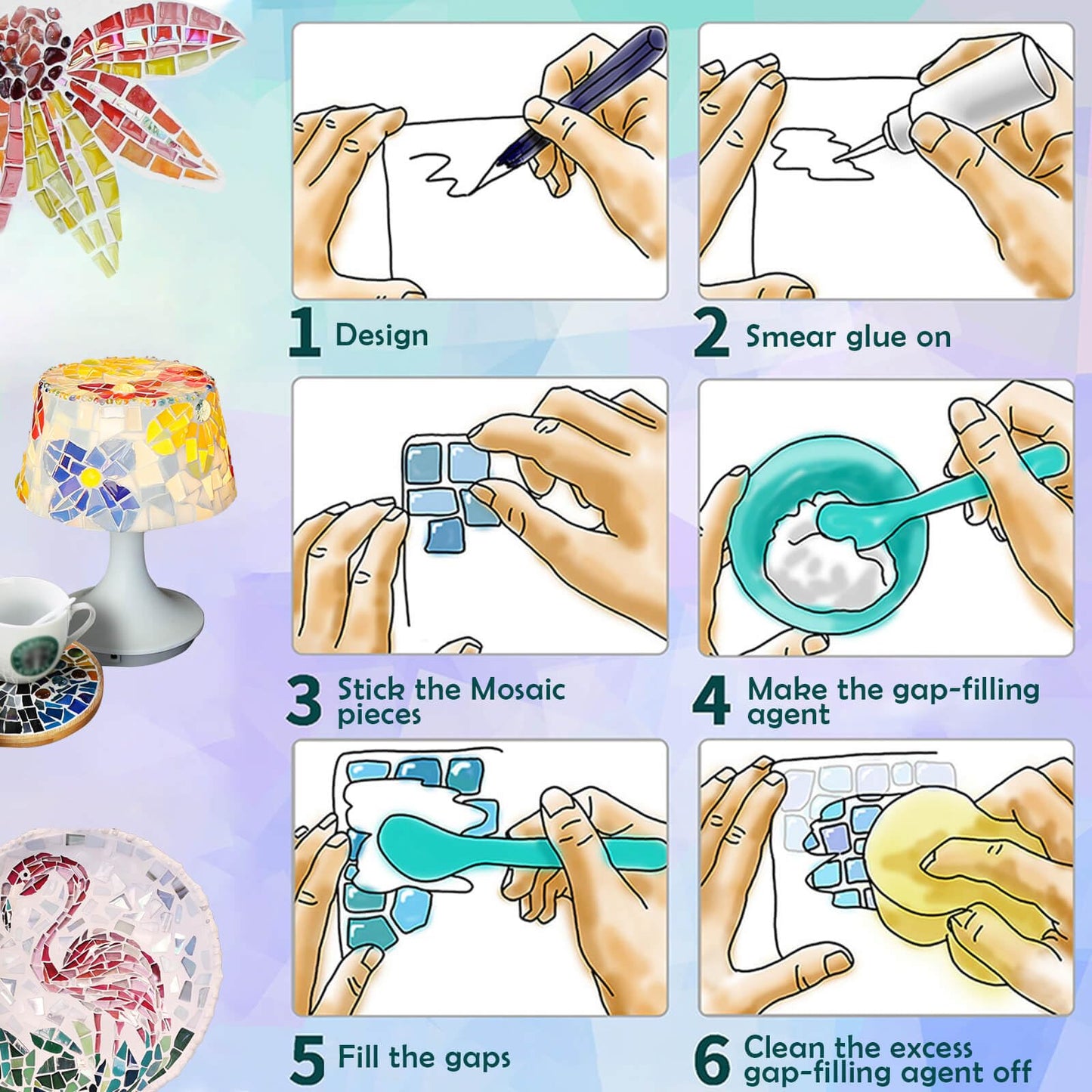 LITMIND 1.1LB Silver Mixed Irregular Glass Scraps Mosaic Tiles with Mirror and Textured Backing - Ideal for Mosaic Crafts, Puzzles, and Art Projects