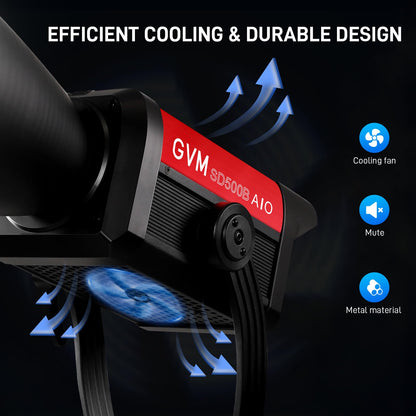GVM 500W COB LED Video Light, APP Control, Bi-Color Continuous Output Lighting with Bowens Mount, 2700K-6800K, CRI/TLCI97+, 227040lux@1m, 12 Effects & 12 Sources for Studio Photography