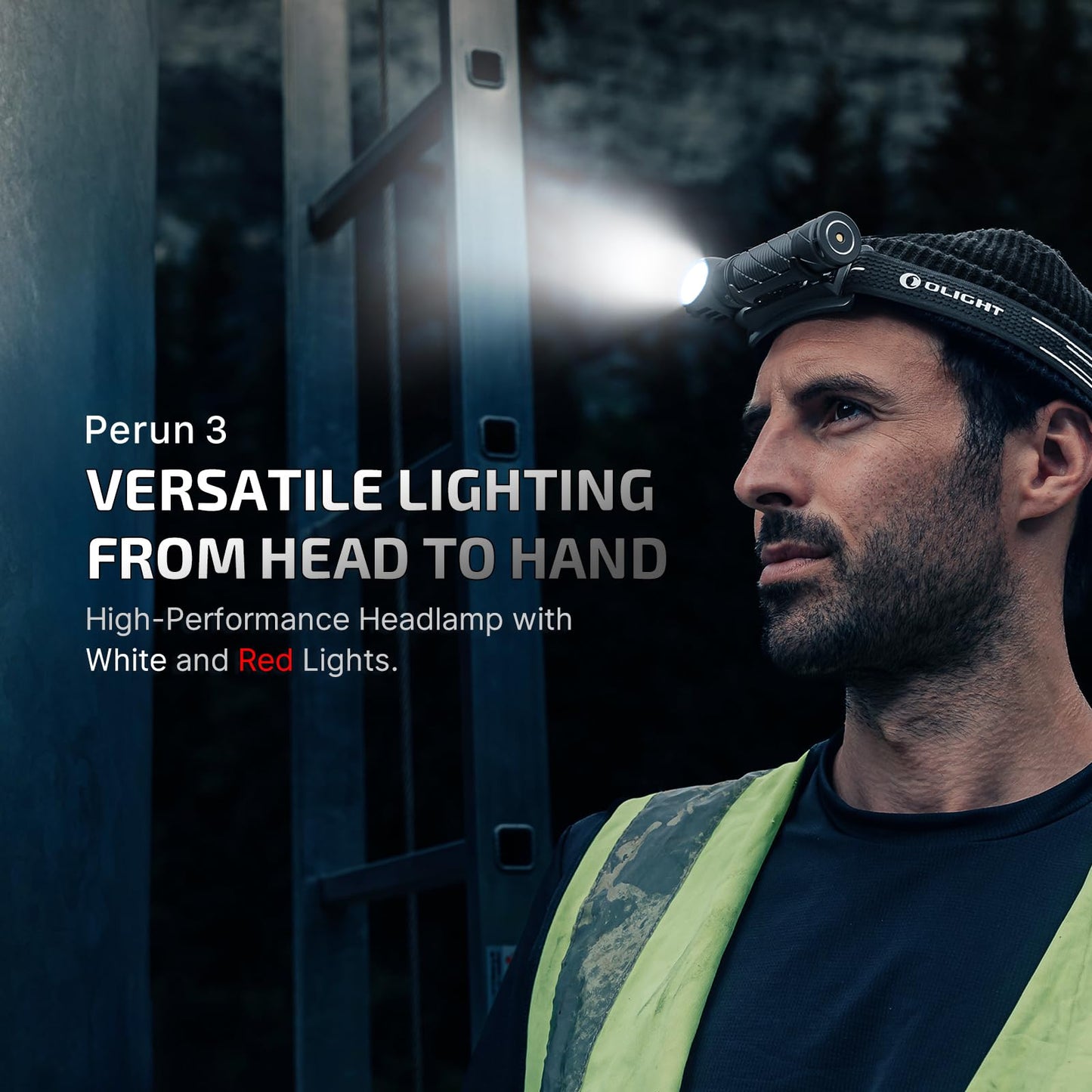 OLIGHT Perun 3 Rechargeable Headlamp Flashlight, 3000 Lumens LED Headlight with Red Light, Waterproof Head Lamp with Headband for Outdoor Camping, Hiking, Working (Midnight Blue)