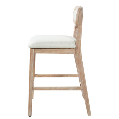 Christopher Knight Home Kaylin Modern Counter Height Bar Stools Set of 2, Upholstered Bar Stool for Kitchen Island, Rubberwood Dining Room Chair, Counter Stool with Footrest, Natural+Beige