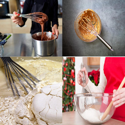 VITASUNHOW Wire Whisks for Household Purposes Pack of 3 Stainless Steel Handheld Egg Whisk 10-Inch