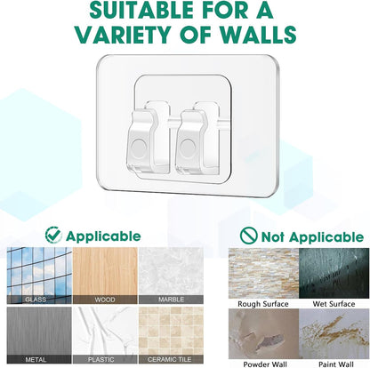 Lights-100Pcs Hooks for Outdoor String Heavy Duty Hooks with Adhesive StripsNo Holes, No Tools, No Drill Light Clips