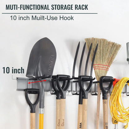 Aking Ace Wall Mount Tool Storage Rack, Heavy Duty Garage Organizer, Garden Hooks and Hangers, Hold Up to 350lbs Grey AK806